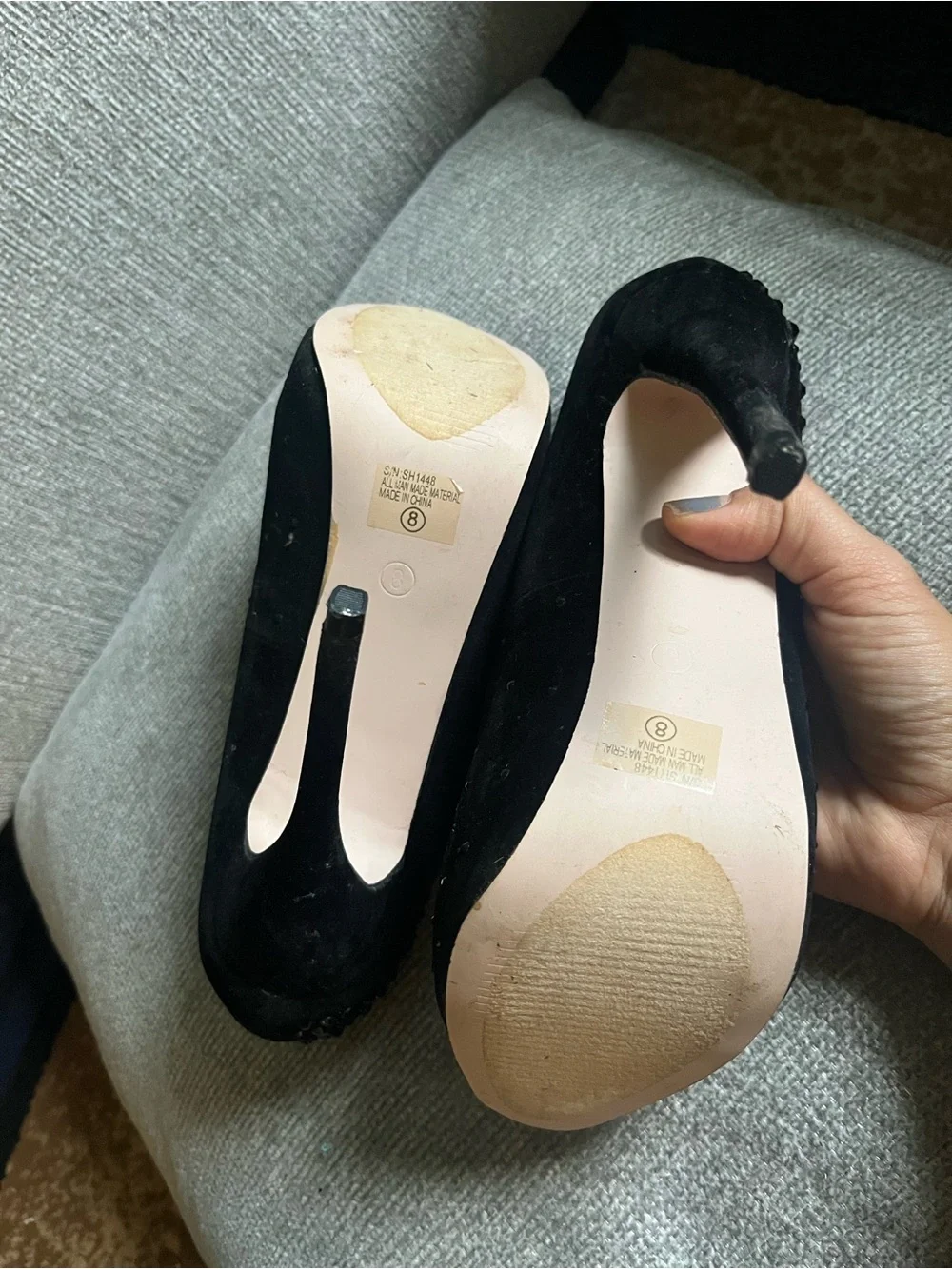 Italina Black Suede Crystal-Embellished Heels